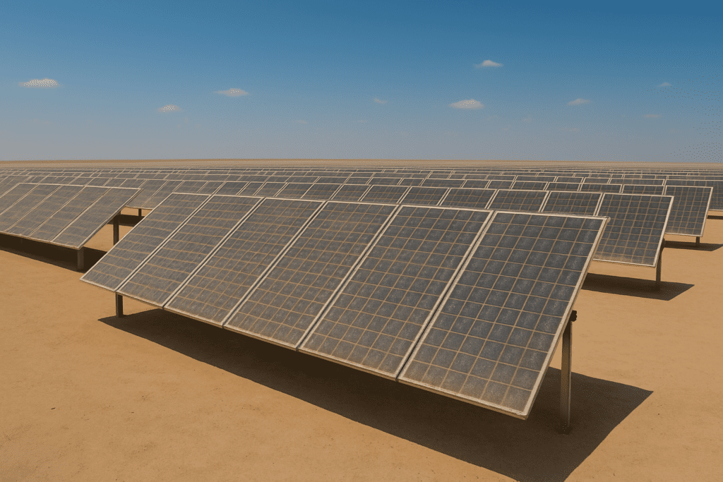 Panel solar sucio con polvo